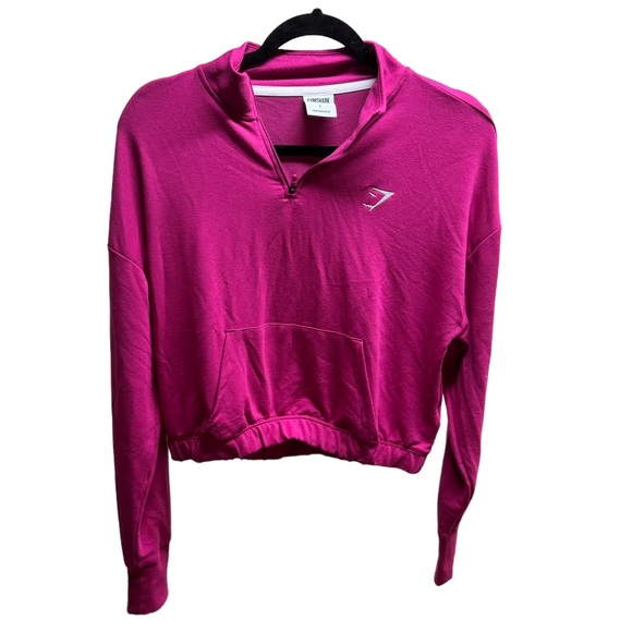 Gymshark Sweaters - GYMSHARK | Size Large Crop Sweatshirt / QuarterZip | Pink | Excellent Condition!